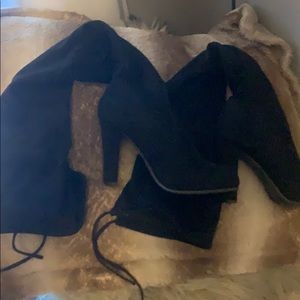 High suede black heel